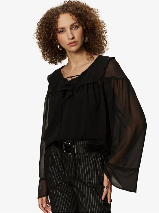 Sanctuary Tops - Sanctuary Chiffon V-Neck Blouse Top in Black NWT